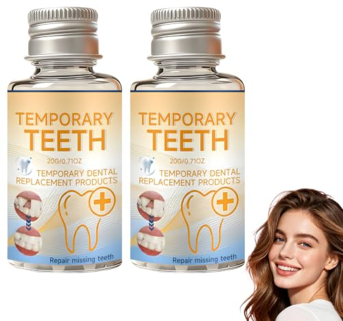 2 Pcs Zahnzement Selbsthärtend Dauerhaft Zahnreparaturset Zahnfüllungs Reparatursets Provisorische Zahnfüllung Zahn Reparatur Set Zahnlücke Schließen Zahnfüllung Reparatur Set Mängel Beheben Je 20g