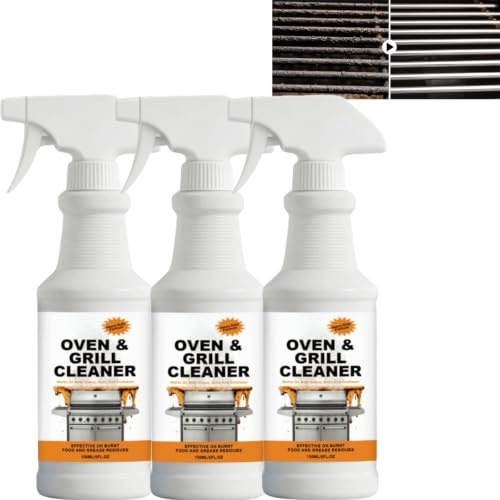 Spray limpiador para horno sin fregar, desengrasante para parrilla de barbacoa resistente, corta la grasa horneada, disuelve el carbón quemado, limpiador de espuma sin fregar, (3 piezas)