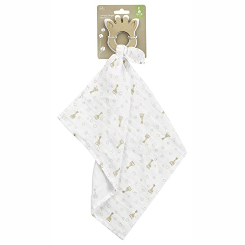 Beißring aus 100% natürlichem Hevea + Musselin, 40 x 40, 100% Bio-Baumwolle, Beißring für Babys