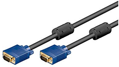 Goobay 93368 VGA auf VGA Kabel 1,8m / Monitorkabel / Full HD SVGA Bildschirmkabel / VGA Stecker 15 polig vergoldet / 2x Ferritkern Monitor Kabel / Blau / 1,8 Meter