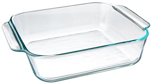 Pyrex 222 Basics Square Glass Baking Dish, 2-Quart (8inx8inx2.5in) Clear Glass Oven Bakeware – Perfect for Sweet Rolls, Brownies, Cakes and so much More - Made in the USA
