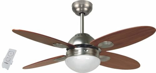 Bastilipo - Ventilatore da soffitto con telecomando, 60W, diametro 105 cm, Bermeo nichel
