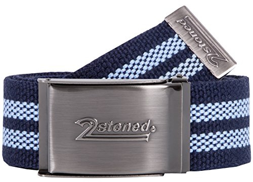 2Stoned Geldgürtel Money Belt Navy-Sky 4 cm breit Matte Schnalle Speed für Damen und Herren