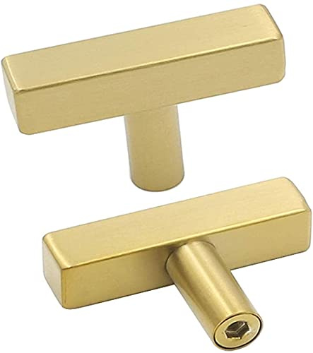 Goldenwarm 10 Stück Schrankknöpfe Gold Möbelknöpfe LS1212GD Einzelloch Gesamtlänge 50mm Türgriffe Schrankgriff Stangengriff Schubladegriff Möbelgriffe Küche Badzimmer Griff
