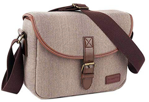Neuleben Klein Kameratasche für Spiegelreflex Systemkamera SLR DSLR Tasche Fototasche Vintage Messenger Umhängetasche Damen Herren