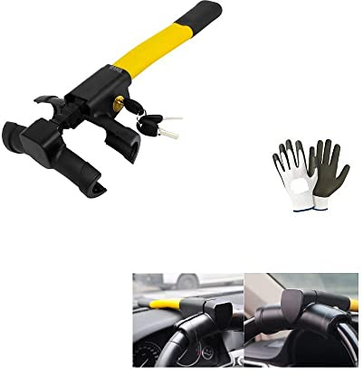 COMPATIBILE CON AIXAM BLOCCA VOLANTE BLOCCASTERZO PER AUTO ANTIFURTO MECCANICO UNIVERSALE CON SERRATURA CON CHIAVI MONTAGGIO SUL MANUBRIO AUTO