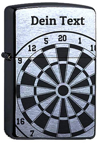 Zippo Benzinfeuerzeug Dart Dartscheibe mit Wunschtext Lasergravur personalisiert Gravur Dartboard Dartpfeil Darts Sturmfeuerzeug Personalisieren