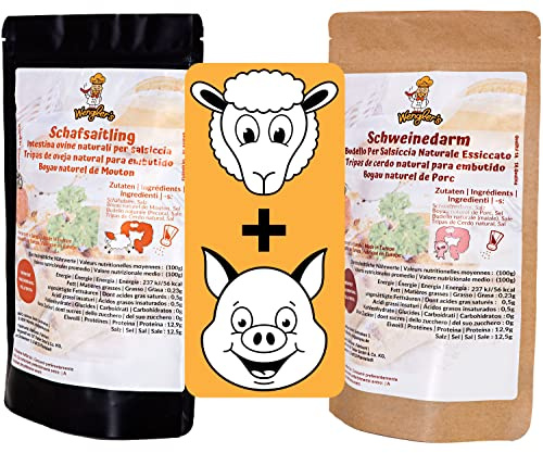 Wengler's - Doppelpack Schweinedarm 28/30 und Schafsaiting 18/20-2 verschiedene Naturdärme für eigene Bratwurst, Salami, Bockwurst und Knacker