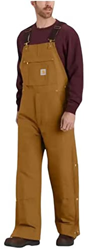Carhartt Men's Loose Fit Firm Duck Insulated Bib Overall Brown, XXXXL
