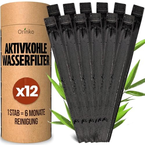 ORINKO Binchotan Bio 12x, Charbon Actif Takesumi de Bambou pour Purification d'Eau, Filtration Durable et Écologique, Alternative aux Bouteilles en Plastique