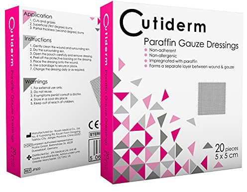 Cutiderm sterile Paraffingaze-Kompresse, 5 cm x 5 cm, Packung mit 20 Stück