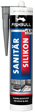 FISHBULL Sanitär Silikon 300 ml Kartusche in anthrazit für Bad und Küche Dichtmasse für Fugen