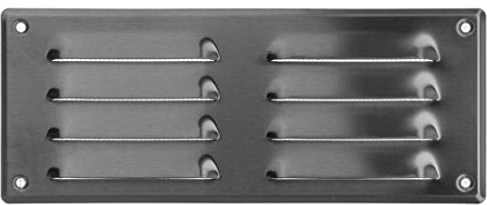 260 x 105 mm rostfritt stål ventilationsgaller med insektsskydd – metallgaller för ventilation – frånluftsgaller