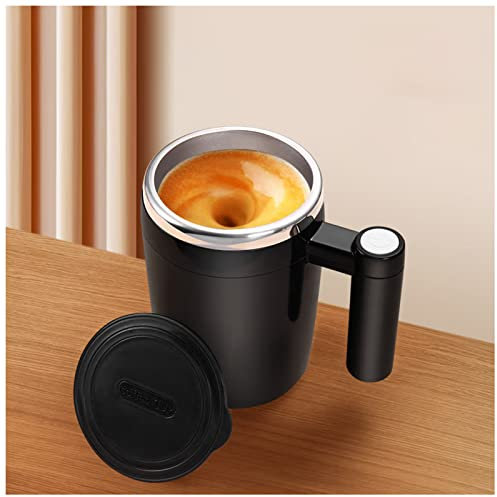 Upgrade Self Stirring Mug, Rechargeable Auto Magnetic Mug Automatic Magnetic Stirrer Coffee Cup Stainless Steel Self Stirring Coffee Cup for Coffee/Milk/Tea/Hot Chocolat (Black)