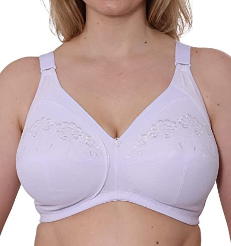 Gemm Womens White Plus Size Non Wired Unpadded Full Support Cotton Rich Comfy Bra, 40H (lg865)