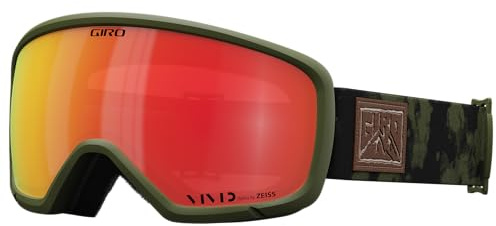 Giro Adult and Youth Ringo Ski and Snowboard Goggles - Trail Green Cloud Dust Strap with Vivid Ember Lens