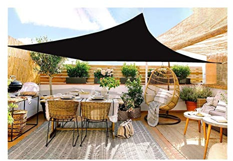 XUDONG Waterproof Candle Parasol With Fixing Kit, Rectangular Parasol For Patio, Cloth Screen, 98% Block UV, Solar Refuge, Awning (Color : Black, Size : 2x3m)