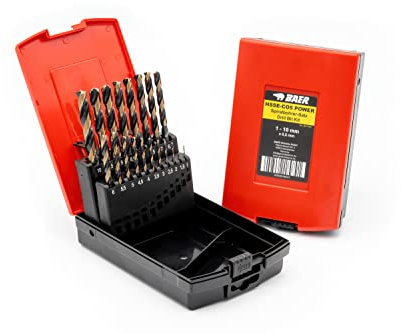 BAER Spiralbohrer Set POWER HSSE 1-10 mm - Bohrer Set - Rohre Bleche Edelstahl VA INOX - Spiralbohrersatz - Spiralbohrerset - Bohrerset - Bohrersatz