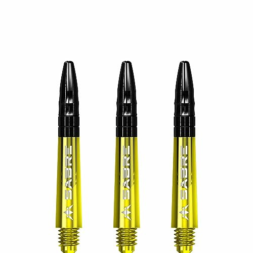 Mission Darts Säbelschäfte | Robuste Polycarbonat-Schäfte mit schwarzer Aluminium-Oberseite | mehrere Packungsgrößen | 7 Farben | kurz