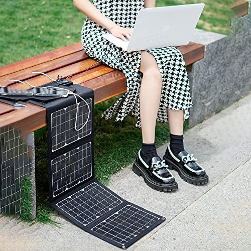 HARICSET Flexible Solar Panel Solar Charging Board USB and 18V DC for Camping,Cell Phone,Tablet and 5-18V Devices – Compatible with Solar Generators Power Stations(Size:100W)
