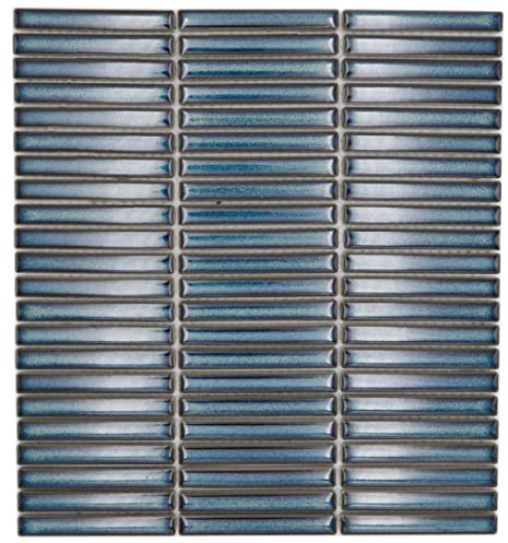 Mosaikfliesen Kit Kat Stäbchen Jade grün/türkis glänzend Matte: 28,2x30,8 cm, Mosaikstein: 12x92x8mm WAND DUSCHE BAD KÜCHE Mosaikmatte