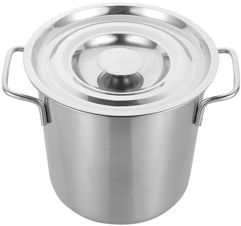 BESTonZON Stainless Steel Soup Pot for Seafood Cooking Lid Metal Brine Bucket Kitchen Supplies
