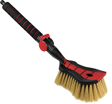 ToM PaR Spazzola di Lavaggio ad Acqua I Autolavaggio con Collegamento all'Acqua I Sgancio rapido per l'acqua I Setole morbide, Fini e Delicate I Impugnatura Comoda I Coche | Lunghezza: 54 cm I Rosso