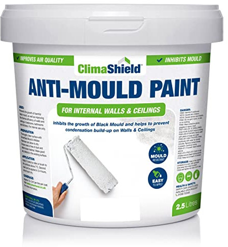 SmartSeal Anti Mould Paint - 2.5 Litres - For Bathroom, Kitchen and Bedroom Walls & Ceilings. Ultimate Protection Against Dangerous Mould - 5yr Mould Resistance - Brilliant White Finish