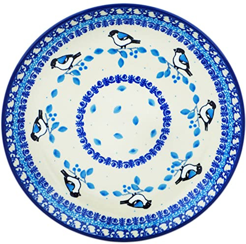 Polmedia Polish Pottery Dessert Plate - Winter Sparrow Pattern Handmade in Boleslawiec Poland by Ceramika Artystyczna + Certificate of Authenticity