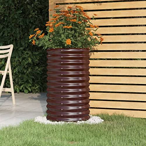 puraday Hochbeete Für Garten 40x40x68 cm Pflanzkübel Gemüsebeet Kräuterspirale XXL Hochbeet Metall Hochbeet Stahl Pflanzbeet Gartenbeet Blumenkasten Braun