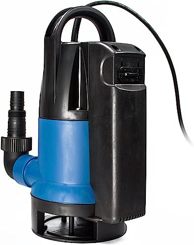 Tauchpumpe Flachsaugend Gartenpumpe Wasserpumpe, 400 Watt, Schmutzwasser, 10 m Rundkabel, Förderhöhe 5 m, Fördermenge 8000l/h, AM-IPK400