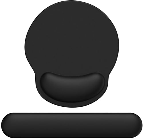 Giecy Mauspad mit Gelkissen,Mousepad mit Handauflage Ergonomisches, Bequemes Computer-Handballenauflage Maus für Laptop,Gaming,Mousepad mit Rutschfester PU-Unterseite (Schwarzer Satz)