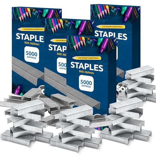 SOL 20,000pk Staples for Multipurpose Use, Staples 26/6 Standard Size, Durable Steel, Anti-Jam Design, Compatible with Standard Staplers, Ideal for Office, Home & School Use, Perfect for Binding Paper