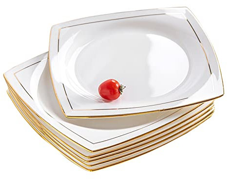 XSMYdpuk Assiette Blanche en Porcelaine Tendre, Dessert, Assiettes à Salade, Petits Plats de Service en céramique pour Fruits, Salade, apéritif à Sushi et Plus Encore, Ensemble d'assiettes de 6, assi