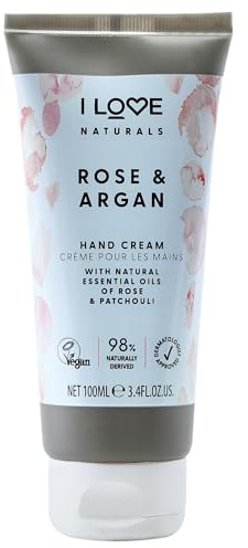I LOVE Naturals Rose & Argan Hand Lotion Hand Cream for Dry Skin with Nourishing Shea Butter & Coconut Oil for a silky soft after feel and Vegan & Cruelty-Free 100ml