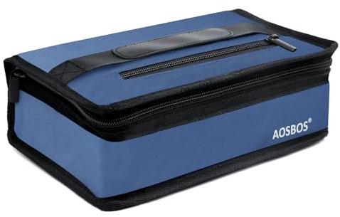 AOSBOS Kleine Kühltasche für unterwegs Mini Lunchtasche Herren Kühlbox Tasche Faltbar Lunchbag Damen Isoliertasche mit Reissverschluss Thermotasche zur Arbeit Schule Reise Wasserdicht 3,5L Bergblau | Faltbar Isoliertasche mit Reissverschluss Thermotasche zur Arbeit Schule Auto Reise Wasserdicht 3,5L Herren Damen