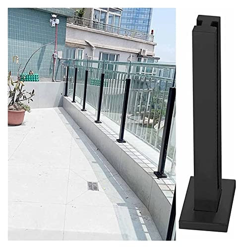 Schwarzes Edelstahl-Glas-Balustraden-Pfosten-Set, Terrasse, Veranda, Handlauf mit Beschlägen, Glasscheiben im Lieferumfang enthalten