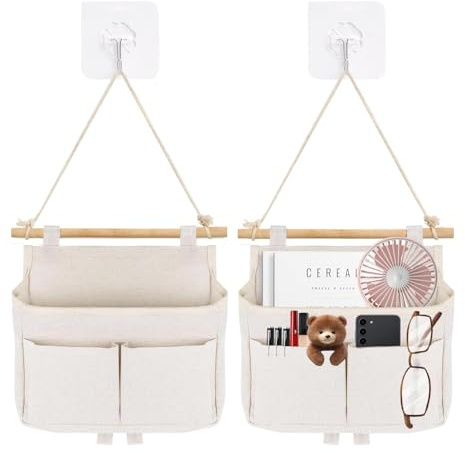 Lunyloer Hängende Aufbewahrungstasche, 2 Stück Hängetasche, 23×25×6cm Hängeorganizer, Hängeaufbewahrung Hängende Aufbewahrung Organisatoren für Home Office Bad usw (Weiß)