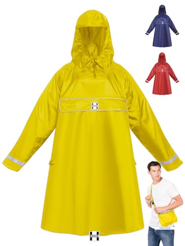 HOCK Premium „E-Bike Poncho“, Regenponcho mit Ärmel für Fahrrad und E-Bike, für Helme geeignet - Regencape 100,0% wasserdicht, Fahrradponcho für Herren & Damen, Gelb