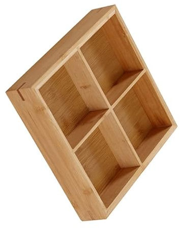 Vassoio da Portata in Legno, Vassoio in Legno Diviso con Comoda Impugnatura per Piatto da Sushi (4 scomparti)