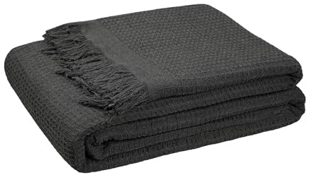 Etrexonline Colcha Multiusos 230x260 cm - Plaid Sofá, Manta Foulard, Cubre Cama y Cubresofá, Jarapa Suave, Decorativa y Práctica, Poliéster Antiarrugas, Todo Año, Color Negro