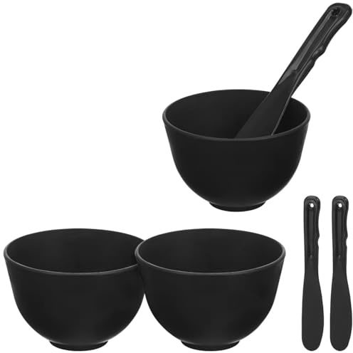 Beavorty Set di 3 ciotole per mescolare maschere facciali in silicone, 10 x 10 x 7 cm, con 3 spatole, per spa e cura del viso fai da te