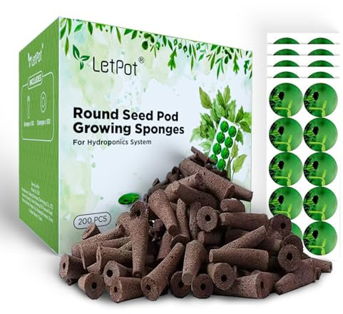 LETPOT Seed Pod Kits, Replacement Growing Sponges, Propagation Sponges for Hydroponic Indoor/Outdoor Garden Systems, Pack of 200 Grey Sponges