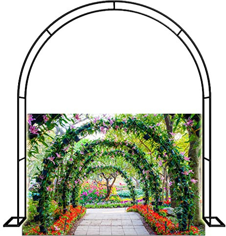 Pérgola grande y resistente de metal para plantas trepadoras, rosas y flores, cenador tubular antioxidante con arco, soporte perfecto para arco de boda