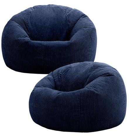 Icon Kingston Sitzsack Cord mit Füllung, 2er Pack, Blau | In Deutschland Hergestellt, Sitzsack Erwachsene, Weicher Cordstoff, Sitzsack Sessel für Wohnzimmer und Schlafzimmer