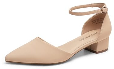 DREAM PAIRS Zapatos Vestir Tacón Bajo,Size 41,Desnudo,DWUMPU2569