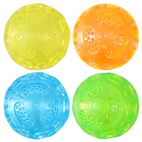 Lunaanda Bälle Für Hunde,4 Stücke Quietschball Hund,Hundebälle Unzerstörbar,Hundeball Schwimmfähig,Spikes-Ball, Für Welpenspielzeug,Kleine Und Mittlere Hunde,Durchmesser 6,5cm