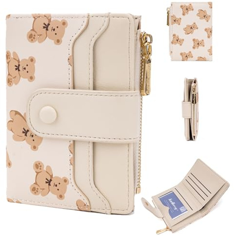 YUEcthynous Women's Short Purse in Small Zip Design Format Bär Embossing Zip Wallet with RFID Blocking and Many Compartments, Fashionable and Practical
