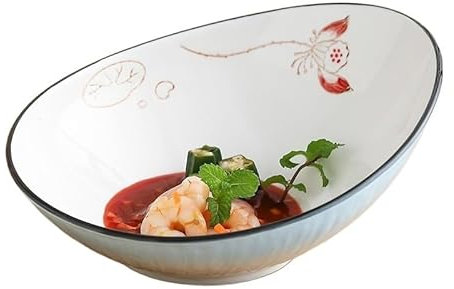 Tazón para Servir Vajilla de cerámica, plato hondo creativo, ensaladera for restaurante, cuenco de Ramen adecuado for ensalada, pasta y fruta Ensaladera Tazón Hondo(M)