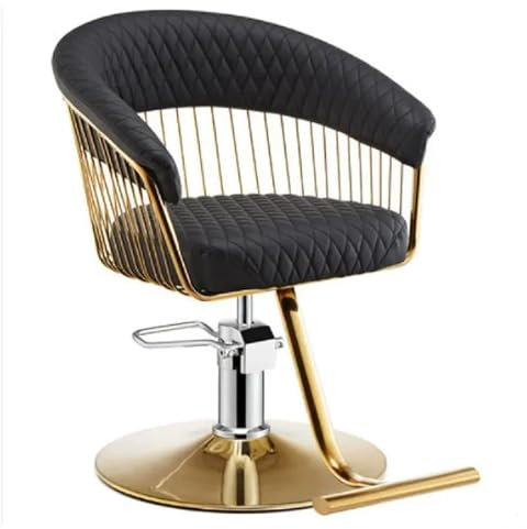 Barber Stuhl Herren Einstellbarer Hydraulischer Drehheber Wasserdichtes PU-Leder Friseurstuhl mit Fußstütze aus Metall für Friseursalon Frisörladen Barbershop(Black)